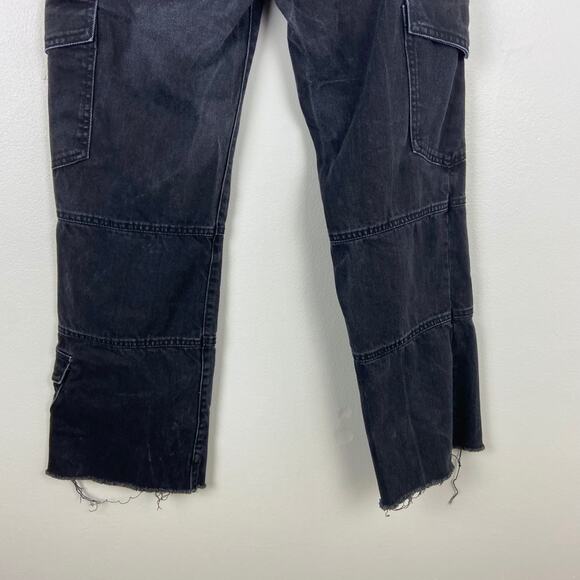 Zara TRF Cargo Split Jeans High Waisted Wide Leg Split Leg Jeans Black Size 0 - Picture 10 of 10